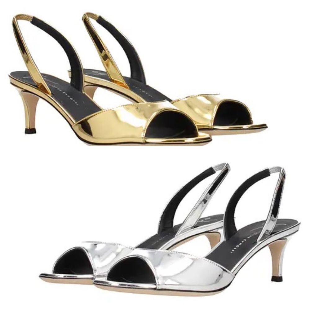 GIUSEPPE ZANOTTI Gold or Silver Slingback Heels - NEW
